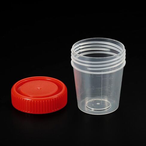 PATIKIL 50mL Sample Cups, 5 Pack Sample Containers Leak Proof Screw Cap for Lab Home, Red in Saudi Arabia
