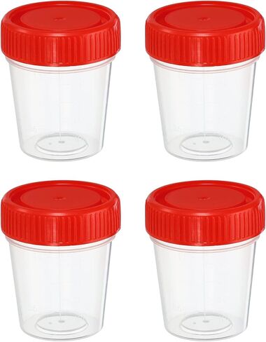 PATIKIL 50mL Sample Cups, 5 Pack Sample Containers Leak Proof Screw Cap for Lab Home, Red in Saudi Arabia