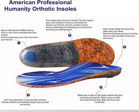 Orthotics Insoles/Inserts/Pads with Arch Supports for Flat Feet,Plantar Fasciitis,Feet Pain,Pronation,Heel Pain for Men and Women Shoes in Saudi Arabia