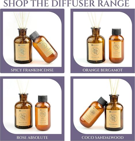 Ecodrop Lavender Reed Diffuser Set - 3.38 Fl Oz | Relaxing & Calm Scented Aromatherapy Fragrance Oil, Glass Bottle & 6 Wooden Reed Sticks Set | Home Spa Gift for Living Room, Bathroom & Bedroom Aroma in Saudi Arabia