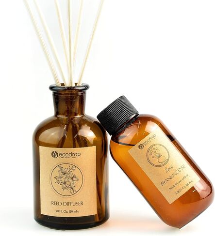 Ecodrop Lavender Reed Diffuser Set - 3.38 Fl Oz | Relaxing & Calm Scented Aromatherapy Fragrance Oil, Glass Bottle & 6 Wooden Reed Sticks Set | Home Spa Gift for Living Room, Bathroom & Bedroom Aroma in Saudi Arabia