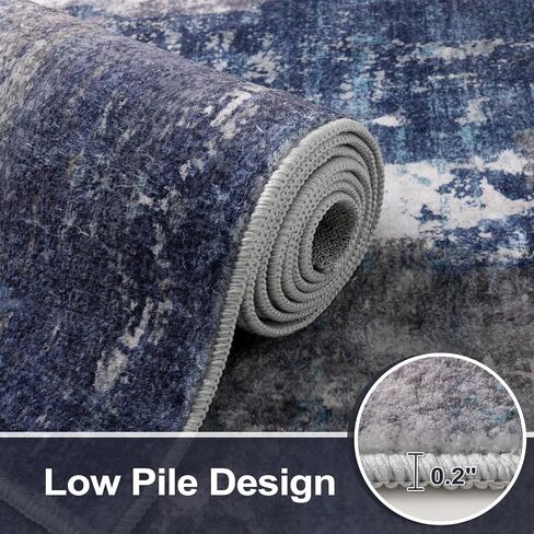 Uphome Abstract Bedroom Runner Rug 2x6 Modern Blue Striped Runner Rug Non-Slip Washable Print Kitchen Rug Contemporary Aesthetic Soft Throw Rugs for Hallway Bathroom Entryway in Saudi Arabia