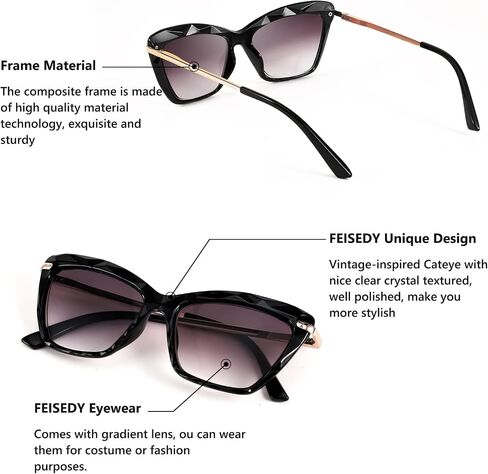 FEISEDY Vintage Cat Eye Reading Sunglasses Full Lens Women Sun Reader Glasses Spring Hinges B2896 in Saudi Arabia