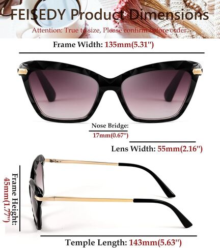 FEISEDY Vintage Cat Eye Reading Sunglasses Full Lens Women Sun Reader Glasses Spring Hinges B2896 in Saudi Arabia
