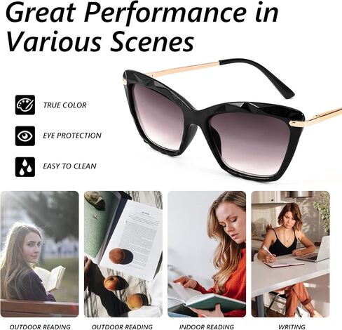 FEISEDY Vintage Cat Eye Reading Sunglasses Full Lens Women Sun Reader Glasses Spring Hinges B2896 in Saudi Arabia