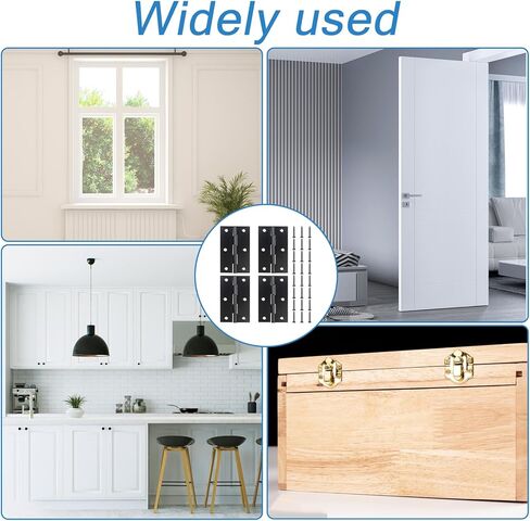 4 قطع مفصلات أبواب مقاس 3 بوصات، مفصلات نافذة سوداء، أثاث منزلي، مفصلات أبواب من الفولاذ المقاوم للصدأ، مفصلات داخلية وخارجية مع براغي in Kuwait