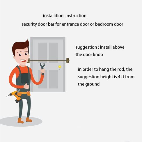 Security Door Bar Door Stopper Door Barricade Security Bar Home Defense Security Devices for Front Door-44 inch in Kuwait