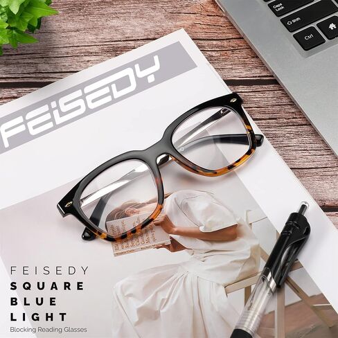 FEISEDY Reading Glasses, Blue Light Blocking, Square Oversized Glasses for Women and Men, B4096 in Saudi Arabia