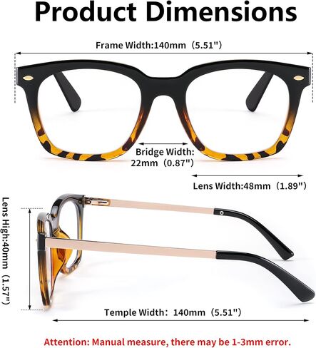 FEISEDY Reading Glasses, Blue Light Blocking, Square Oversized Glasses for Women and Men, B4096 in Saudi Arabia