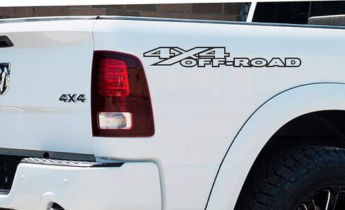 2 x Black 4X4 Off Road OutlineSingle Color Vinyl decals Fits Dodge Ram in Saudi Arabia