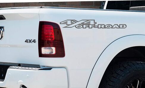 2 x Black 4X4 Off Road OutlineSingle Color Vinyl decals Fits Dodge Ram in Saudi Arabia
