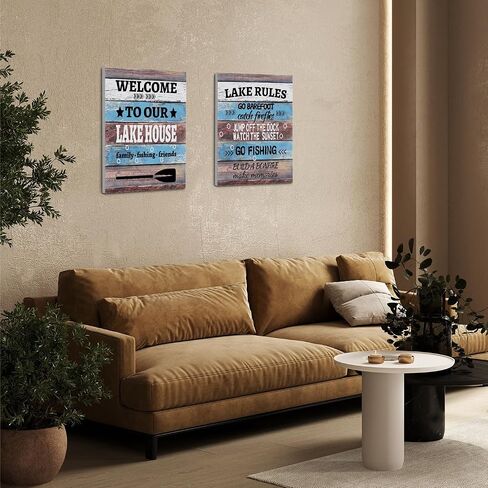Nogrit lake decor,lake wall art,Lake House Canvas Wall Art 11×14 Set of 3, Lake Themed Decor For Lake House,Gifts for Lake Lovers Lake House Owners,lake wall decor,lake house gifts in Kuwait