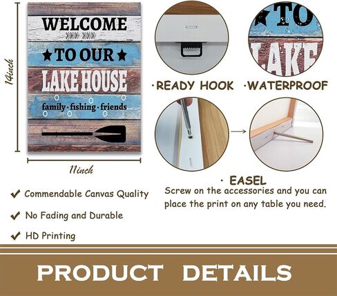 Nogrit lake decor,lake wall art,Lake House Canvas Wall Art 11×14 Set of 3, Lake Themed Decor For Lake House,Gifts for Lake Lovers Lake House Owners,lake wall decor,lake house gifts in Kuwait
