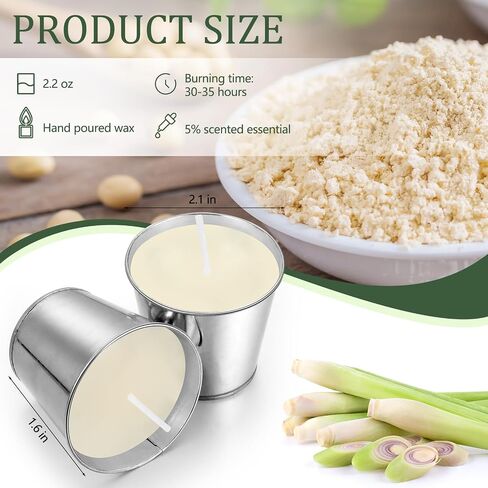 MTLEE 32 Pcs Citronella Candles Outdoor Indoor 2.2 oz Natural Scented Citronella Candles Citronella Bucket Lemongrass Soy Wax Jar Candles for Outside Patio Yard Balcony Porch Camping BBQ Backyard in Saudi Arabia