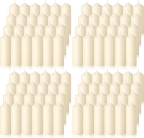 MTLEE Set of 40 Ivory Pillar Candles 2x4 Inch Dripless Unscented Candle Bulk Large Clean Burning Smokeless Dinner Candles Long Burning Decorative Candles for Home Wedding Party Spa Bath in Saudi Arabia