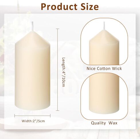 MTLEE Set of 40 Ivory Pillar Candles 2x4 Inch Dripless Unscented Candle Bulk Large Clean Burning Smokeless Dinner Candles Long Burning Decorative Candles for Home Wedding Party Spa Bath in Saudi Arabia