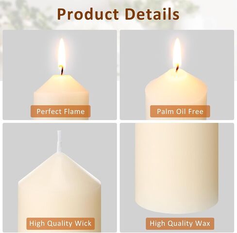 MTLEE Set of 40 Ivory Pillar Candles 2x4 Inch Dripless Unscented Candle Bulk Large Clean Burning Smokeless Dinner Candles Long Burning Decorative Candles for Home Wedding Party Spa Bath in Saudi Arabia