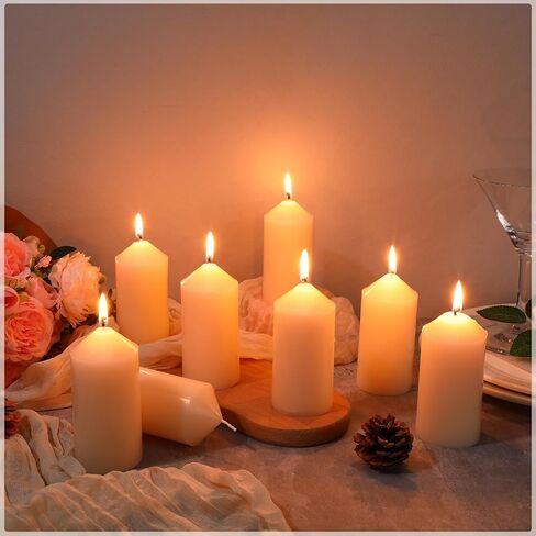 MTLEE Set of 40 Ivory Pillar Candles 2x4 Inch Dripless Unscented Candle Bulk Large Clean Burning Smokeless Dinner Candles Long Burning Decorative Candles for Home Wedding Party Spa Bath in Saudi Arabia