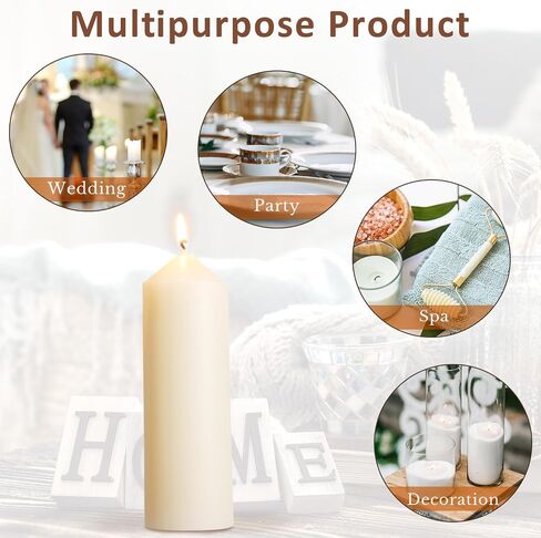 MTLEE Set of 40 Ivory Pillar Candles 2x4 Inch Dripless Unscented Candle Bulk Large Clean Burning Smokeless Dinner Candles Long Burning Decorative Candles for Home Wedding Party Spa Bath in Saudi Arabia
