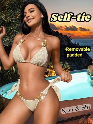 Kaei&Shi Bathing Suit for Women 2 Piece Bikini,Chain Triangle Bikini Sets,High Cut Cheeky Sexy Two Piece Beach Swimsuit in Saudi Arabia