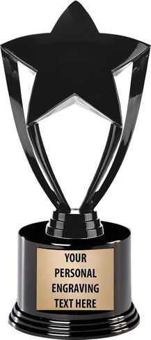 Crown Awards Black Star Trophies with Custom Engraving, 7.25" Personalized Black Star Trophy On Deluxe Round Base Prime in Kuwait