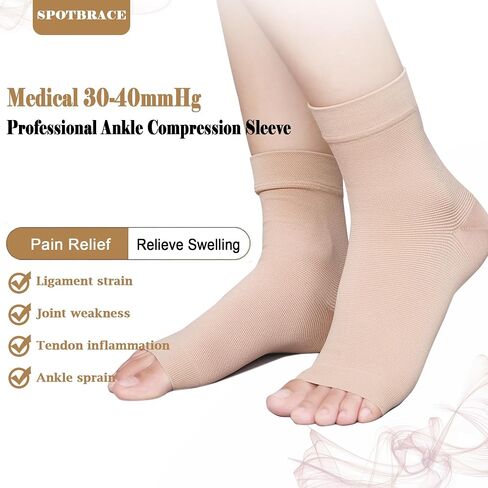 SPOTBRACE Medical Compression Breathable Ankle Support Men Women, Elastic Thin Ankle Brace, Pain Relief Ankle Sleeve for Unisex Ankle Swelling, Achilles Tendonitis, Plantar Fasciitis and Sprained in Saudi Arabia