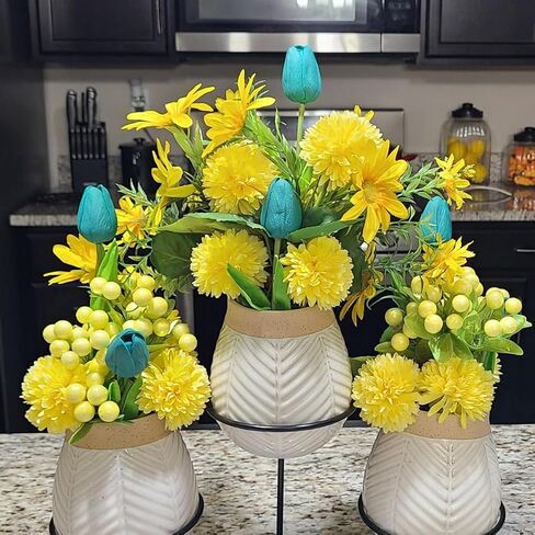Kimura's Cabin 20 Pcs Artificial Flowers Fake Silk Hydrangea Flowers Chrysanthemum Ball Flowers Bouquets for Home Dining Table Core Party Wedding Decoration (Yellow, Pack of 20) in Saudi Arabia