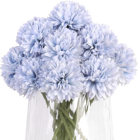 Kimura's Cabin 20 Pcs Artificial Flowers Fake Silk Hydrangea Flowers Chrysanthemum Ball Flowers Bouquets for Home Dining Table Core Party Wedding Decoration (Yellow, Pack of 20) in Saudi Arabia