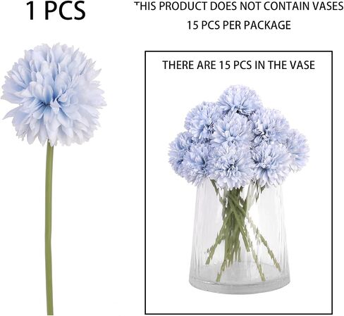 Kimura's Cabin 20 Pcs Artificial Flowers Fake Silk Hydrangea Flowers Chrysanthemum Ball Flowers Bouquets for Home Dining Table Core Party Wedding Decoration (Yellow, Pack of 20) in Saudi Arabia