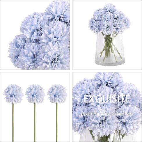 Kimura's Cabin 20 Pcs Artificial Flowers Fake Silk Hydrangea Flowers Chrysanthemum Ball Flowers Bouquets for Home Dining Table Core Party Wedding Decoration (Yellow, Pack of 20) in Saudi Arabia