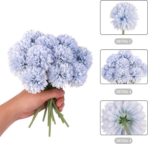 Kimura's Cabin 20 Pcs Artificial Flowers Fake Silk Hydrangea Flowers Chrysanthemum Ball Flowers Bouquets for Home Dining Table Core Party Wedding Decoration (Yellow, Pack of 20) in Saudi Arabia