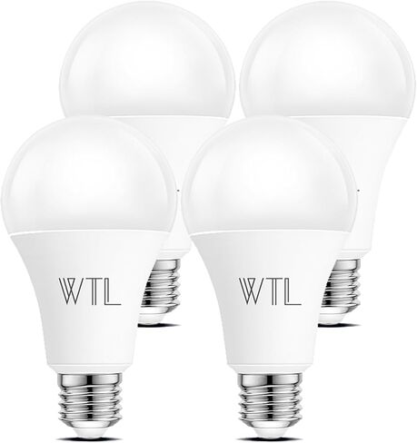 WTL A19 LED Light Bulbs 100 Watt Equivalent (Not Dimmable), 3500K Natural White, 1600 Lumens, E26 LED Bulbs 15W, Energy Saving Light Bulb for Living Room (4 Pack) in Saudi Arabia
