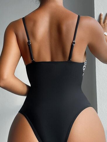 Milumia Women's Striped Onepiece Swimsuit Contrast Mesh Spaghetti Strap Bathing Suit in Saudi Arabia