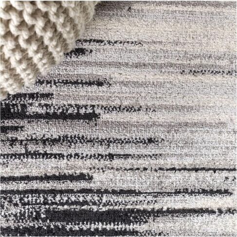 JONATHAN Y CTP112B-28 Linear Modern Half-Stripe Indoor Area-Rug Bohemian Easy-Cleaning High Traffic Bedroom Kitchen Living Room Non Shedding, 2 X 8, Grey in Saudi Arabia