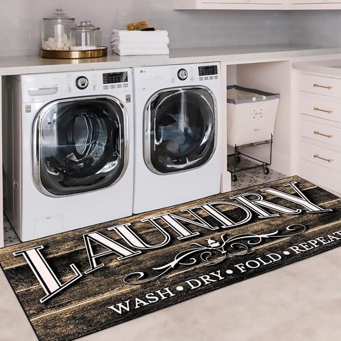 Laundry Room Rug Mat 2X6Ft Long Farmhouse Laundry Mat for Floor Vintage Kitchen Mat Nonslip Washable Runner Rug Washhouse Sink Mat Mudroom Mat for Indoor Outdoor Home Decor, Blue in Saudi Arabia