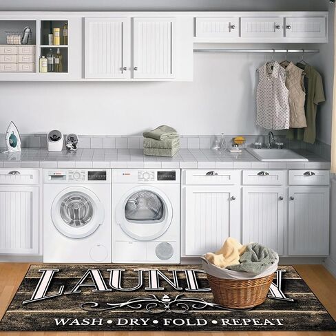 Laundry Room Rug Mat 2X6Ft Long Farmhouse Laundry Mat for Floor Vintage Kitchen Mat Nonslip Washable Runner Rug Washhouse Sink Mat Mudroom Mat for Indoor Outdoor Home Decor, Blue in Saudi Arabia