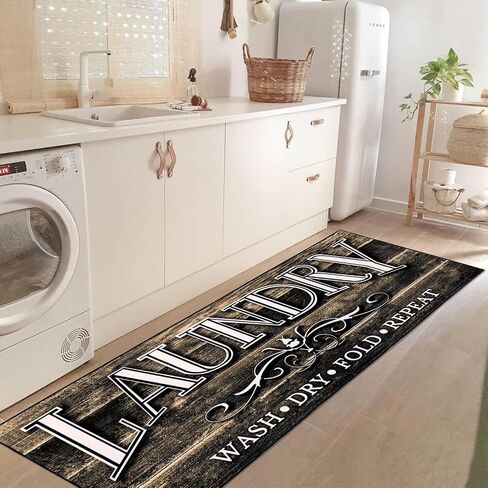 Laundry Room Rug Mat 2X6Ft Long Farmhouse Laundry Mat for Floor Vintage Kitchen Mat Nonslip Washable Runner Rug Washhouse Sink Mat Mudroom Mat for Indoor Outdoor Home Decor, Blue in Saudi Arabia