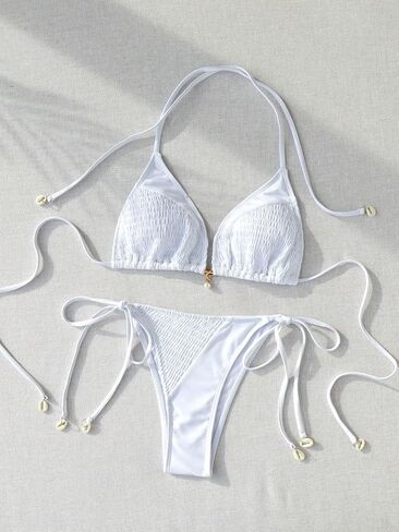 MakeMeChic Women's Two Piece High Cut Thong Bikini Sets Halter Triangle Backless Swimsuit Bathing Suit Beachwear in Saudi Arabia