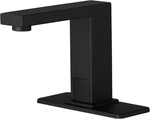 BWE Black Touchless Bathroom Sink Faucet,Hands-Free Automatic Motion Infrared Sensor Faucet,with Control Box and Temperature,Battery or Plug in Powered,Matte Black in Kuwait
