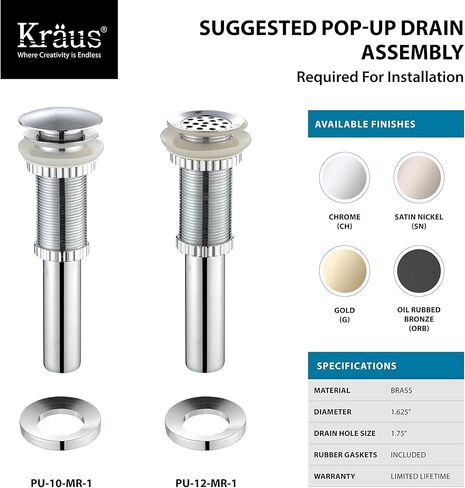 Kraus KGW-1700SN-BLFR وعاء زجاجي ذو رافعة واحدة شلال حمام صنبور نيكل ساتان مع قرص زجاجي أسود بلوري in Kuwait
