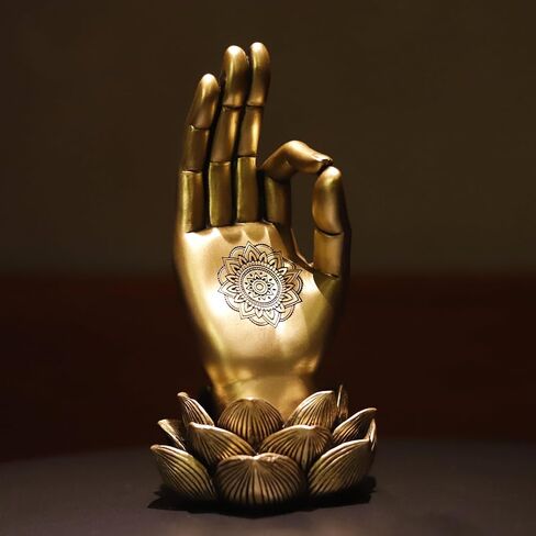 بوذا اليد واللوتس تمثال التأمل ديكور زن النحت الروحي البوذية فيتاركا مودرا اليوغا لهجات اليد لرفوف المنزل طاولة مكتب مكتب غرفة نوم غرفة المعيشة الراتنج زخرفة الهدايا in Saudi Arabia