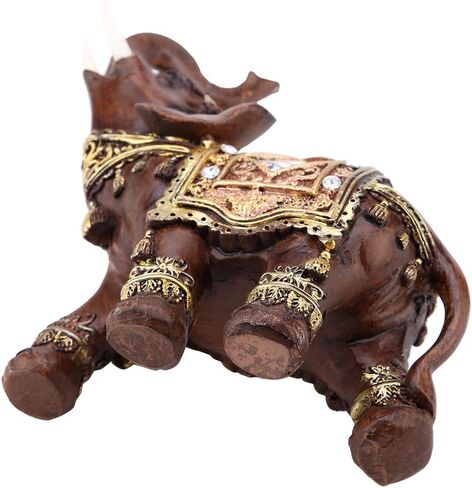 Lucky Elephant Figurine, Feng Shui Wood Grain Elephant Statue Sculpture Brings Good Luck, Wealth, Joy for Office Home Desktop Decoration(Large) in Saudi Arabia