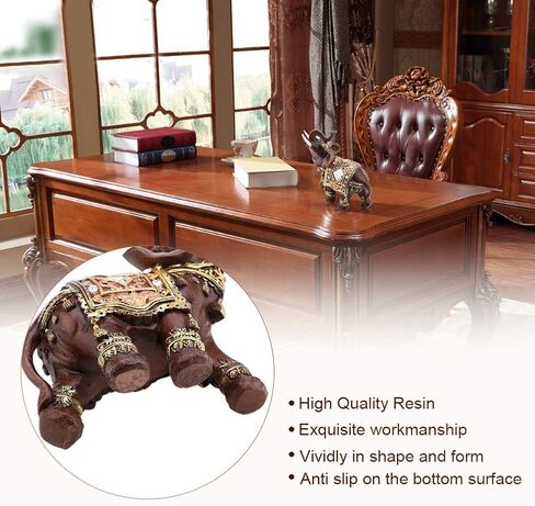 Lucky Elephant Figurine, Feng Shui Wood Grain Elephant Statue Sculpture Brings Good Luck, Wealth, Joy for Office Home Desktop Decoration(Large) in Saudi Arabia