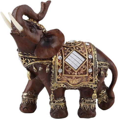 Lucky Elephant Figurine, Feng Shui Wood Grain Elephant Statue Sculpture Brings Good Luck, Wealth, Joy for Office Home Desktop Decoration(Large) in Saudi Arabia