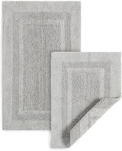 DwellStudio Non-Slip Back Cotton Bath Rugs: Luxurious Comfort and Anti-Slip Protection in Grey - 2pc Set in Saudi Arabia