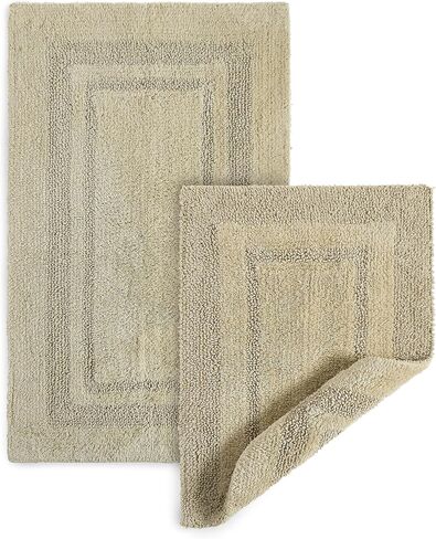 DwellStudio Non-Slip Back Cotton Bath Rugs: Luxurious Comfort and Anti-Slip Protection in Grey - 2pc Set in Saudi Arabia