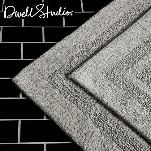 DwellStudio Non-Slip Back Cotton Bath Rugs: Luxurious Comfort and Anti-Slip Protection in Grey - 2pc Set in Saudi Arabia