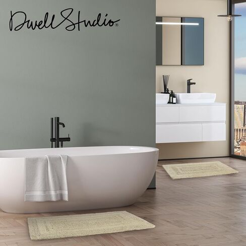 DwellStudio Non-Slip Back Cotton Bath Rugs: Luxurious Comfort and Anti-Slip Protection in Grey - 2pc Set in Saudi Arabia