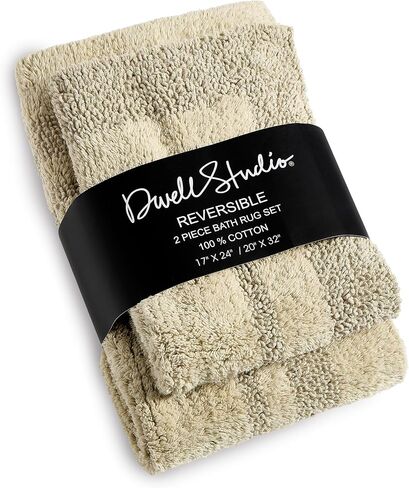DwellStudio Non-Slip Back Cotton Bath Rugs: Luxurious Comfort and Anti-Slip Protection in Grey - 2pc Set in Saudi Arabia