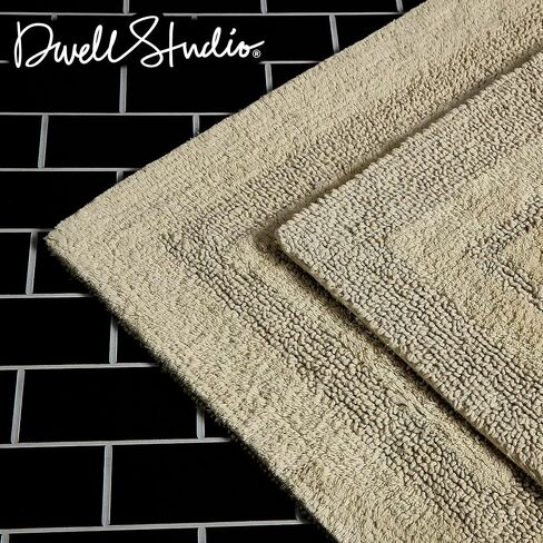 DwellStudio Non-Slip Back Cotton Bath Rugs: Luxurious Comfort and Anti-Slip Protection in Grey - 2pc Set in Saudi Arabia